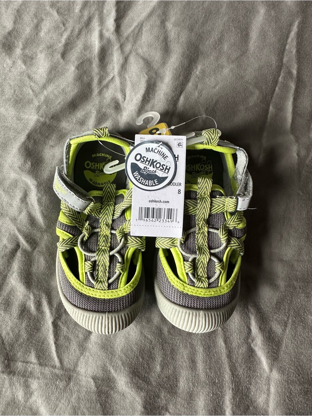 OshKosh B'gosh Neon Lime and Gray Kids Outdoor Sandals